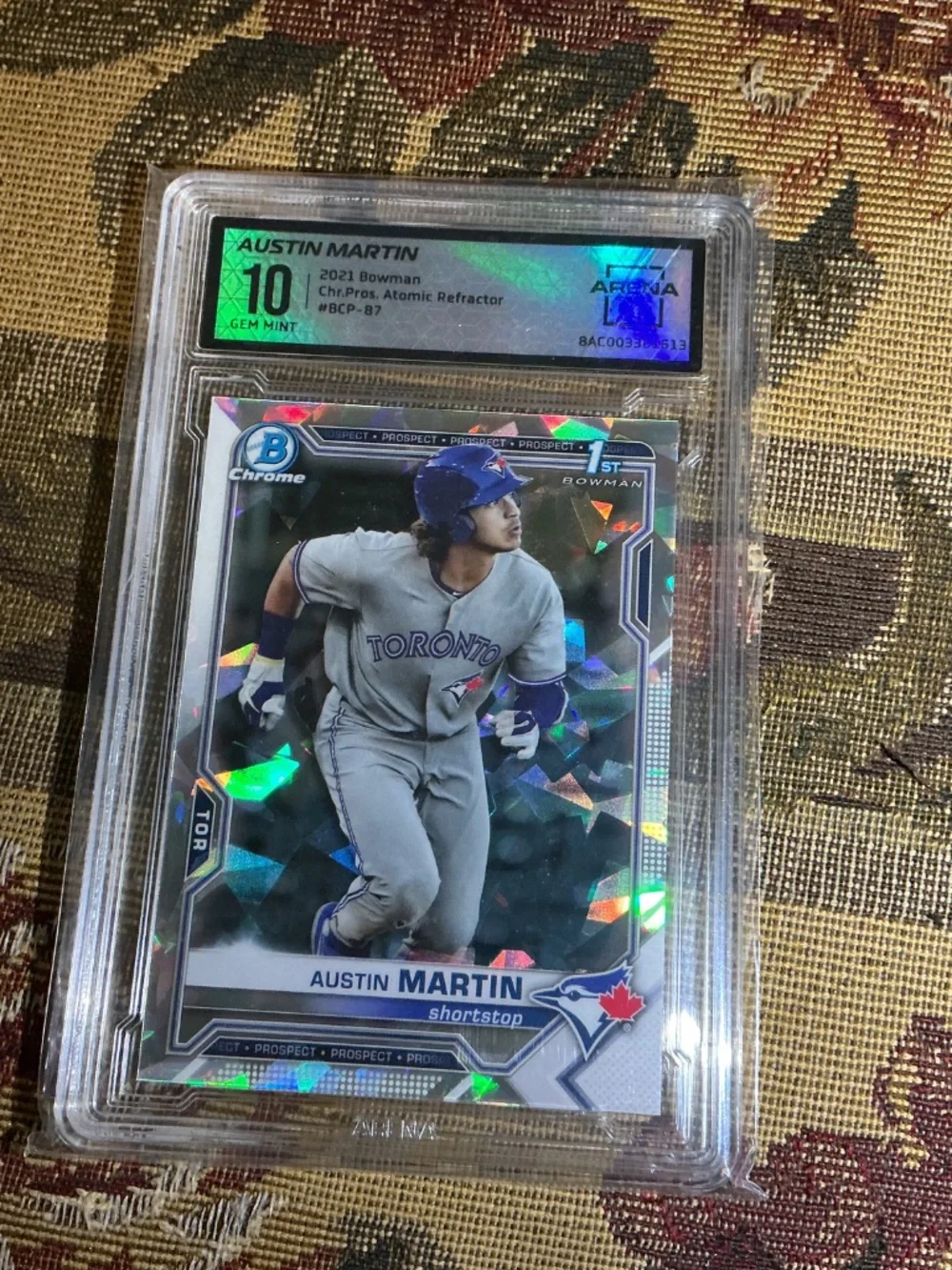 2021 Bowman Chrome Pros. Austin Martin BCP-87 Atomic Refractor Graded Arena 10